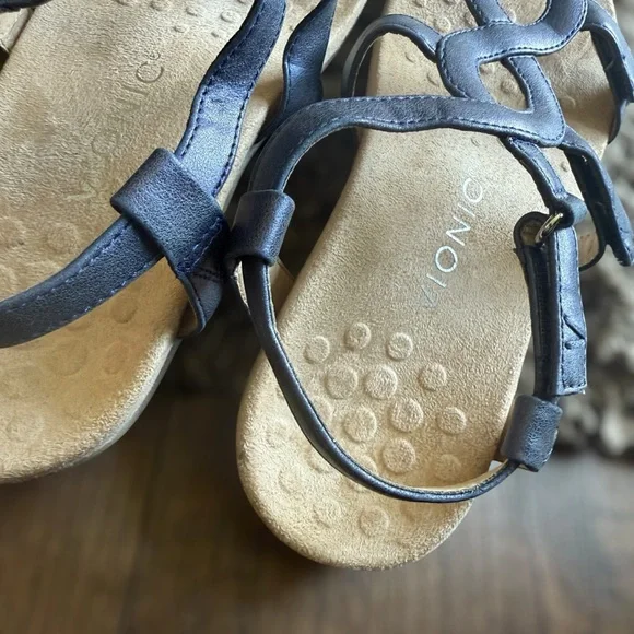 VIONIC Jodie Blue Leather Strappy Sandals Size 6 Women - Picture 5 of 12